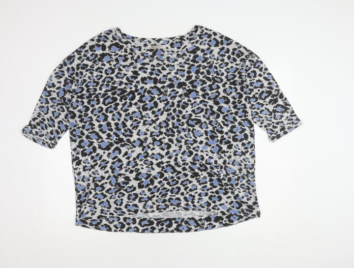 Marks and Spencer Women's Blue Leopard Print Jumper, Size 16