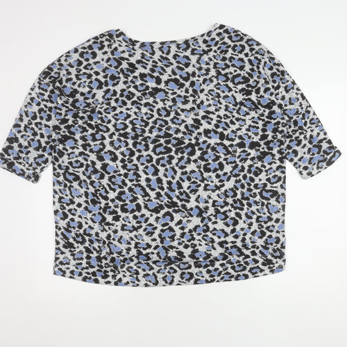 Marks and Spencer Women's Blue Leopard Print Jumper, Size 16