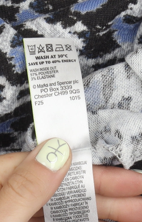 Marks and Spencer Women's Blue Leopard Print Jumper, Size 16