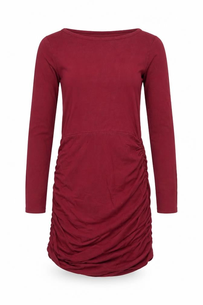 ASOS Petite Red Long Sleeve Ruched Dress UK 8