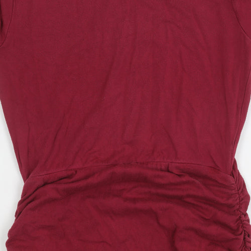 ASOS Petite Red Long Sleeve Ruched Dress UK 8