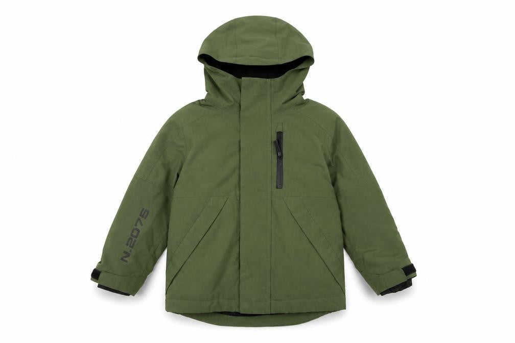 Front view of Next boys’ green hooded jacket, 3 years, zip closure