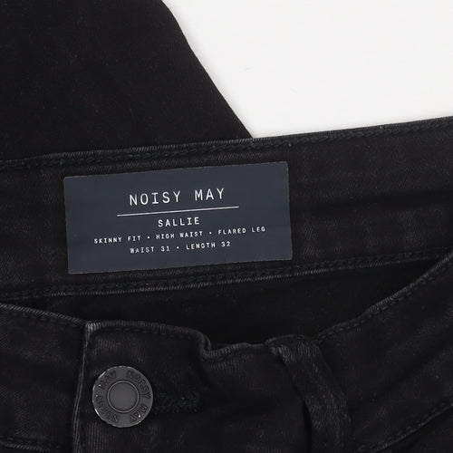 Noisy May Women's Black Flared Jeans, Size UK 3, High Waist