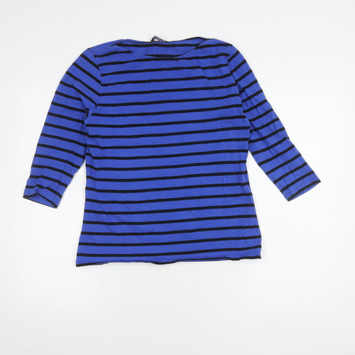 Marks and Spencer Women's Blue Striped T-Shirt Size 14