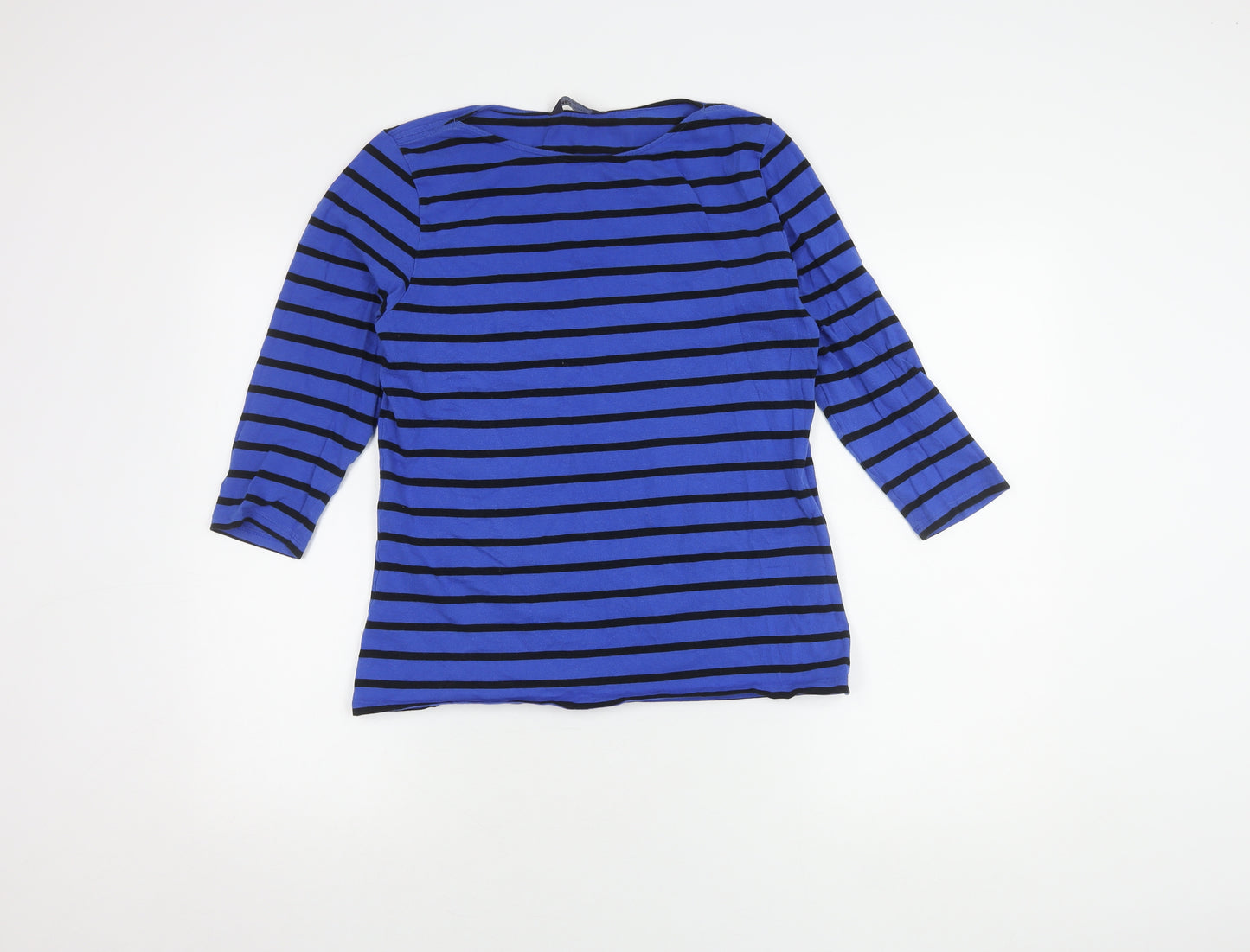 Marks and Spencer Women's Blue Striped T-Shirt Size 14
