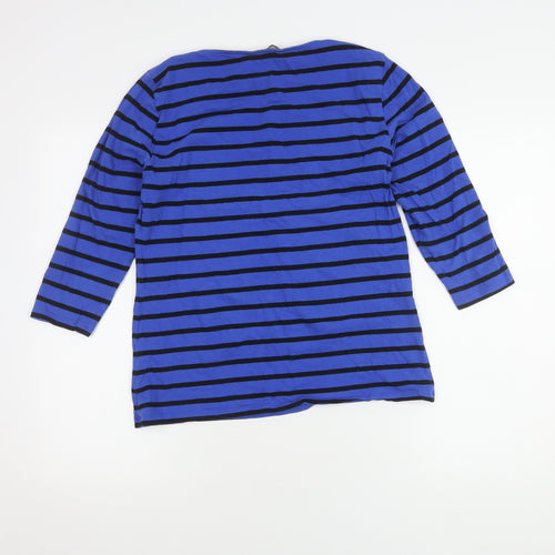 Marks and Spencer Women's Blue Striped T-Shirt Size 14