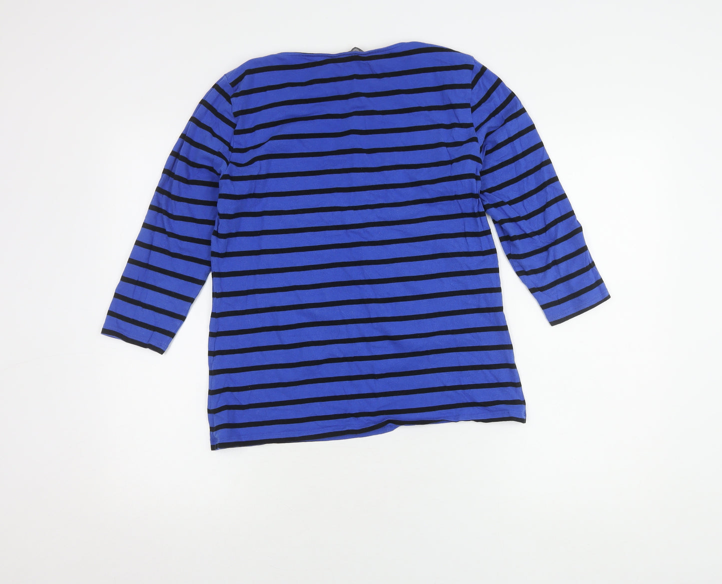 Marks and Spencer Women's Blue Striped T-Shirt Size 14