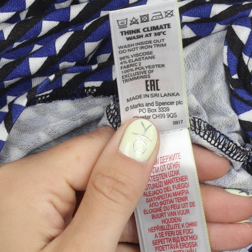 Marks and Spencer Women's Black Geometric Top, Size 18