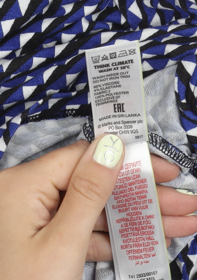 Marks and Spencer Women's Black Geometric Top, Size 18