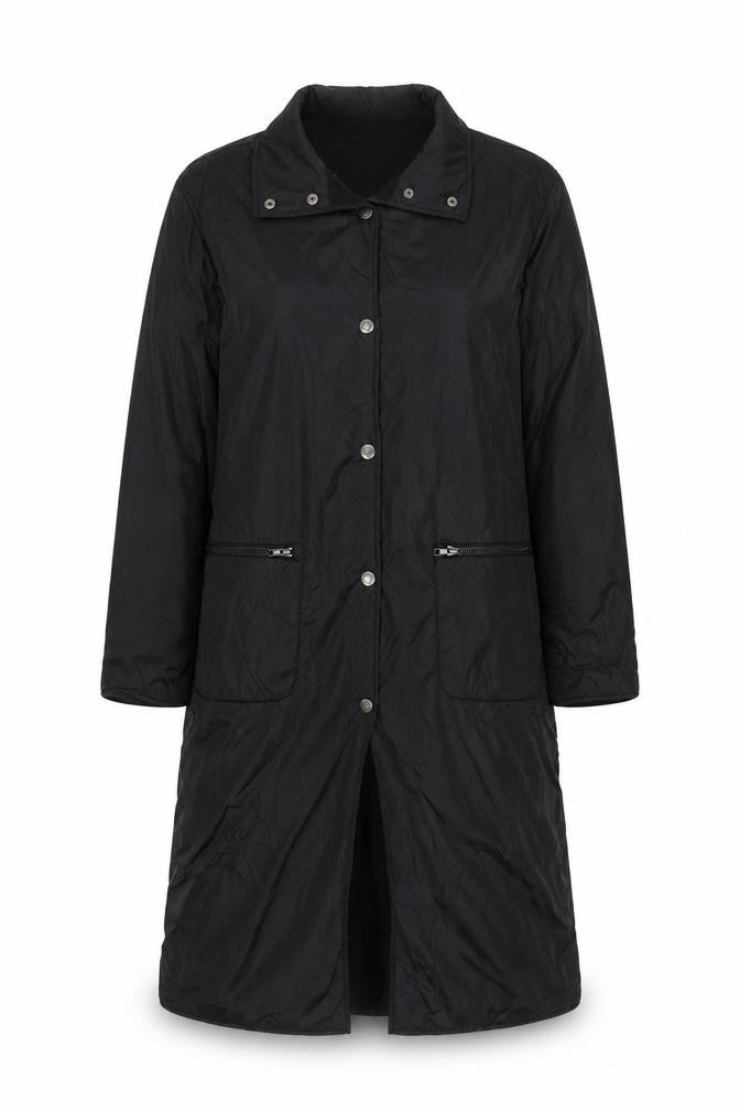 Front view of Per Una Black Women's M Long Sleeve Trench Coat