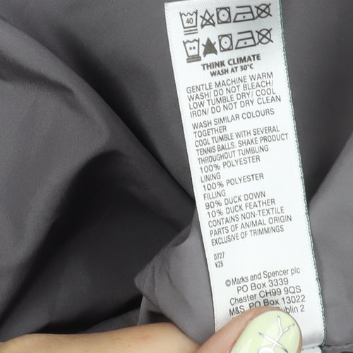 Marks and Spencer Women's Grey Long Puffer Coat Size 16