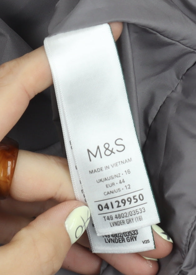 Marks and Spencer Women's Grey Long Puffer Coat Size 16
