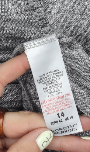 Dorothy Perkins Grey Women's Top Size 14 Bell Sleeve