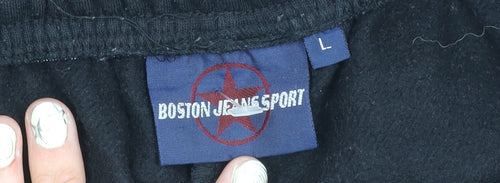 Boston Jeans Sport Men's Black Joggers L Fleece Gym Wear