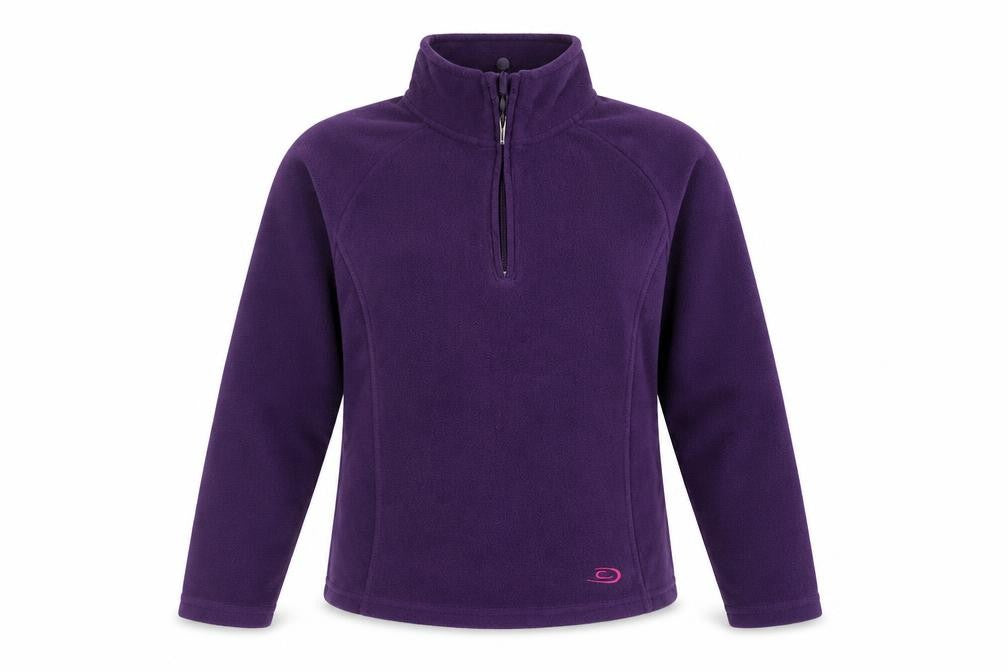 Front view of Crane Trail Women's Purple Pullover Fleece, Small, 1/4 Zip