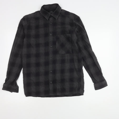 Pull & Bear Men's Grey Check Shirt Regular Fit Size S