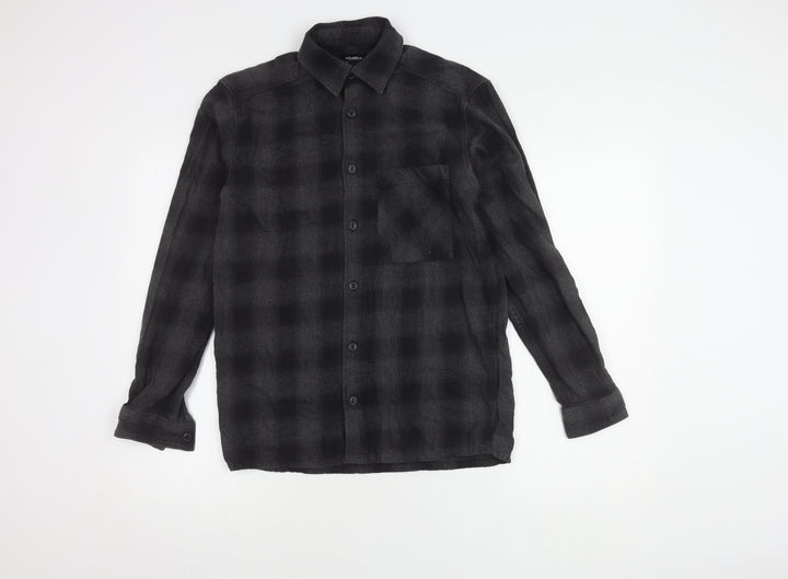 Pull & Bear Men's Grey Check Shirt Regular Fit Size S