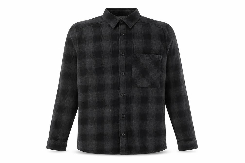 Front view of Pull&Bear Men's Grey Check Shirt Regular Fit, size S