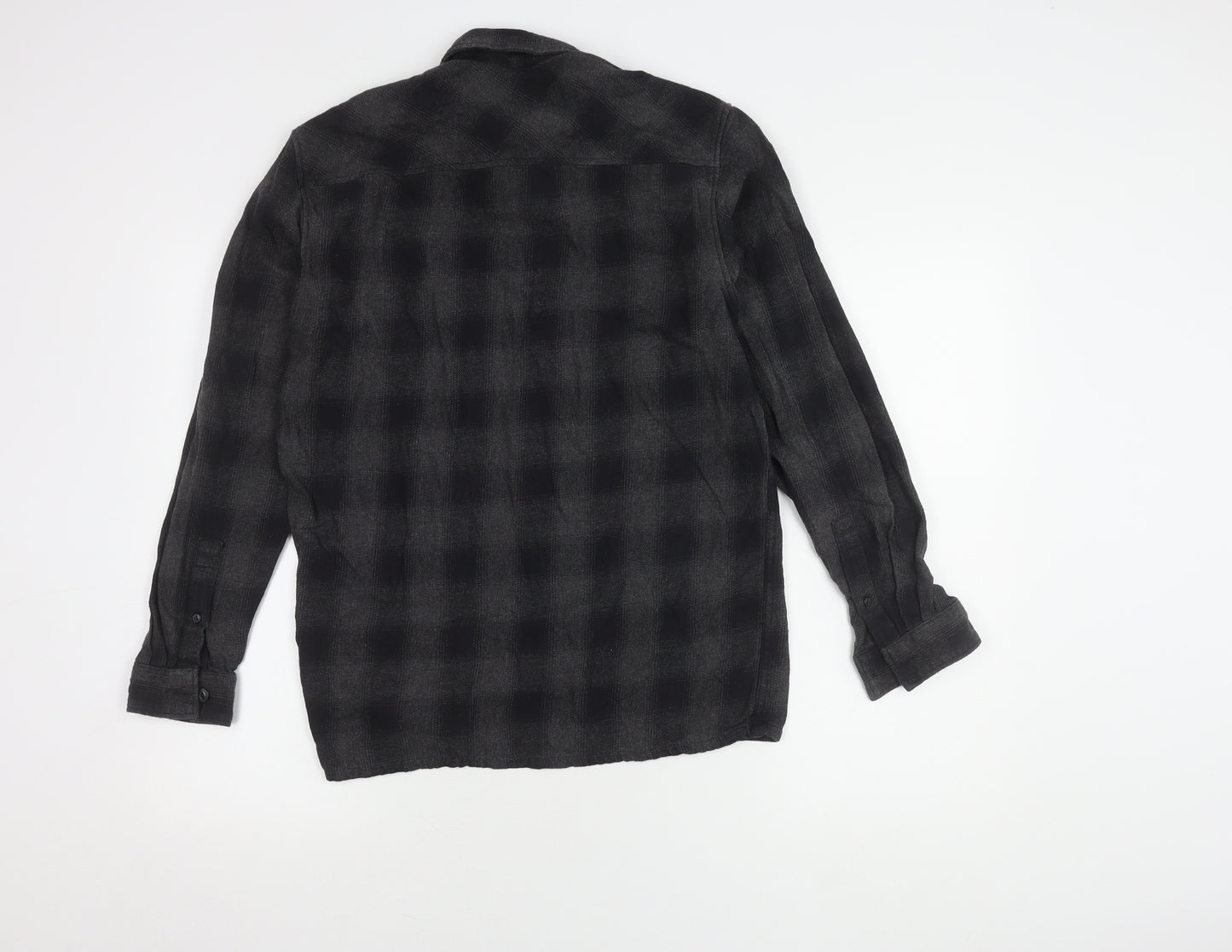 Pull & Bear Men's Grey Check Shirt Regular Fit Size S
