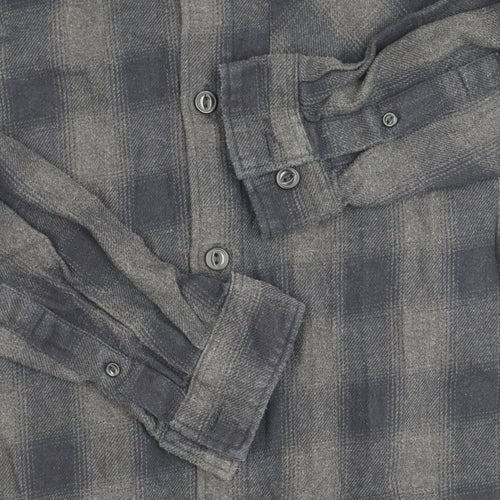 Pull & Bear Men's Grey Check Shirt Regular Fit Size S