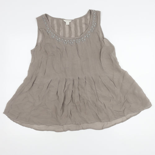 Monsoon Women's Grey Sleeveless Tunic Blouse, Size 12