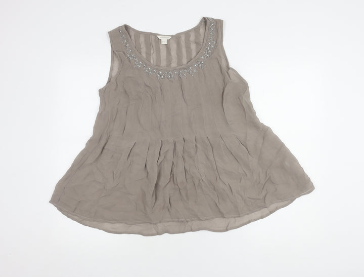 Monsoon Women's Grey Sleeveless Tunic Blouse, Size 12