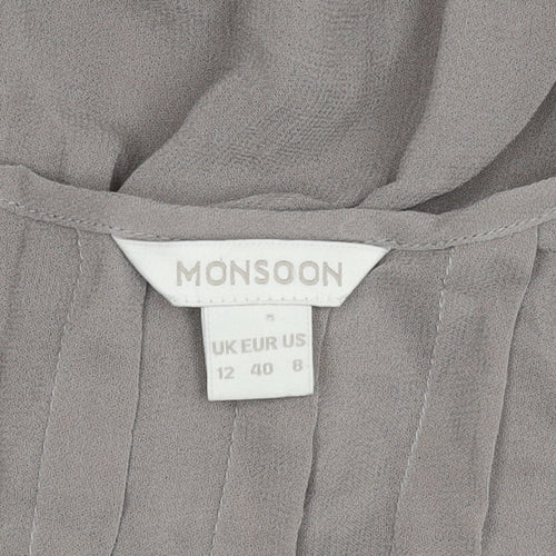 Monsoon Women's Grey Sleeveless Tunic Blouse, Size 12