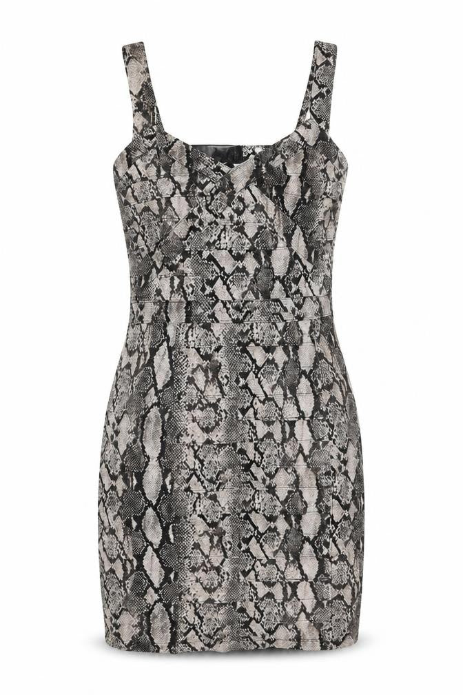 H&M Women's Grey Animal Print Pinafore Dress Size 14