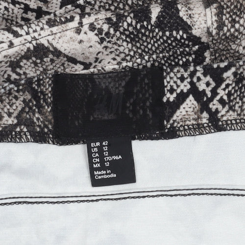 H&M Women's Grey Animal Print Pinafore Dress Size 14