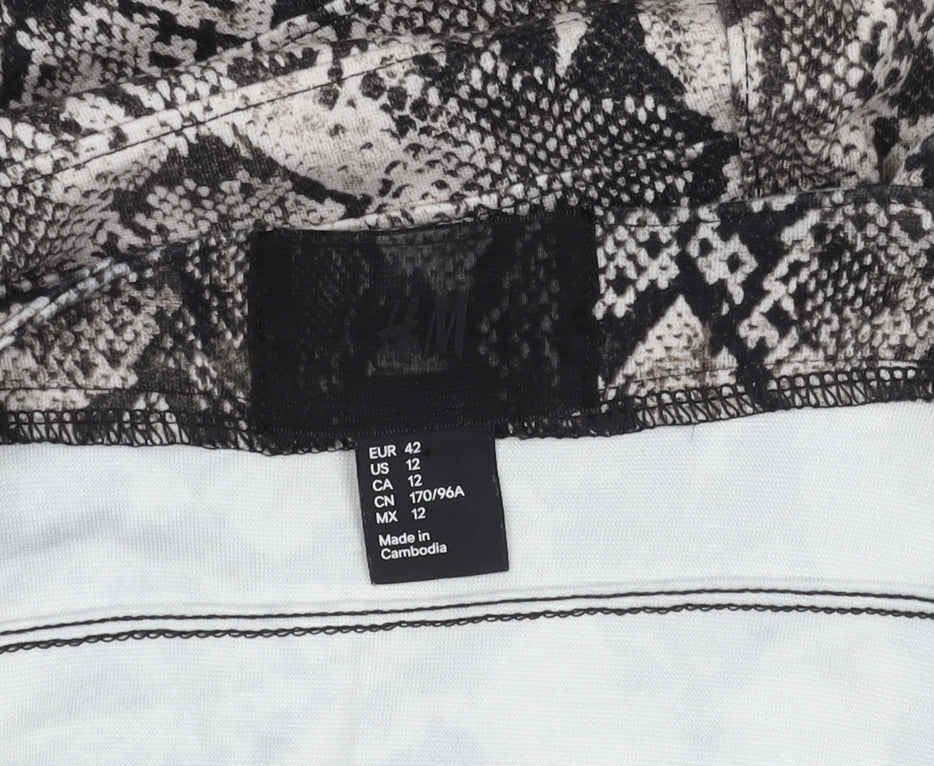 H&M Women's Grey Animal Print Pinafore Dress Size 14