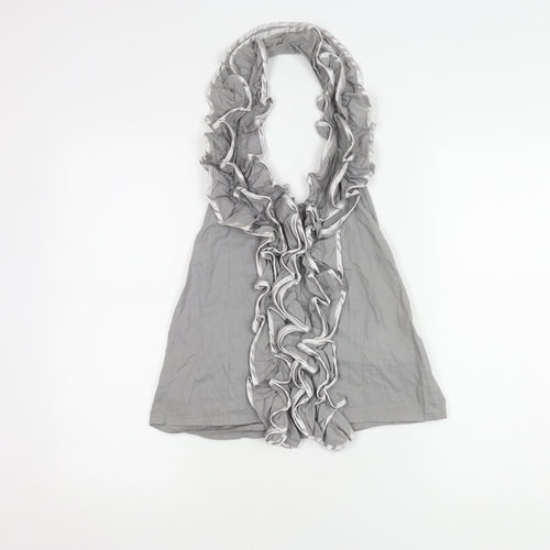 Look Women's Grey Ruffle Blouse Size 8 Sleeveless Cotton