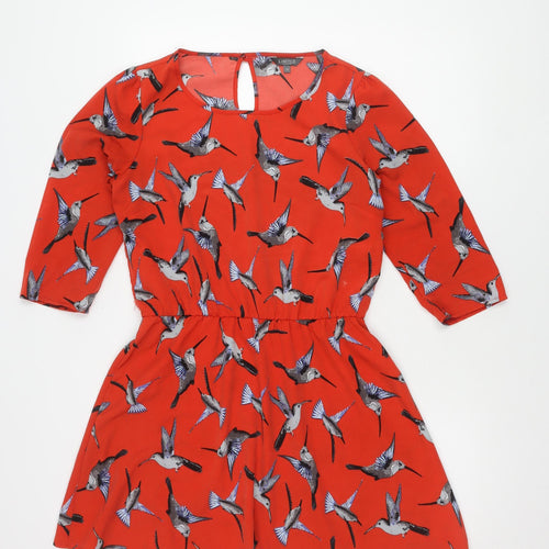 Marks and Spencer Women's Red Animal Print Dress Size 12