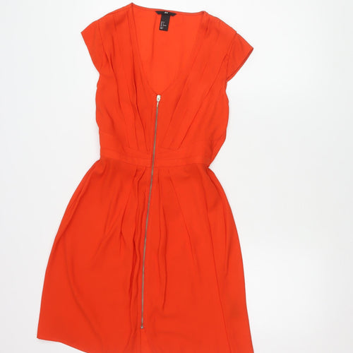 H&M Women's Orange A-Line Dress, Size 8, Short