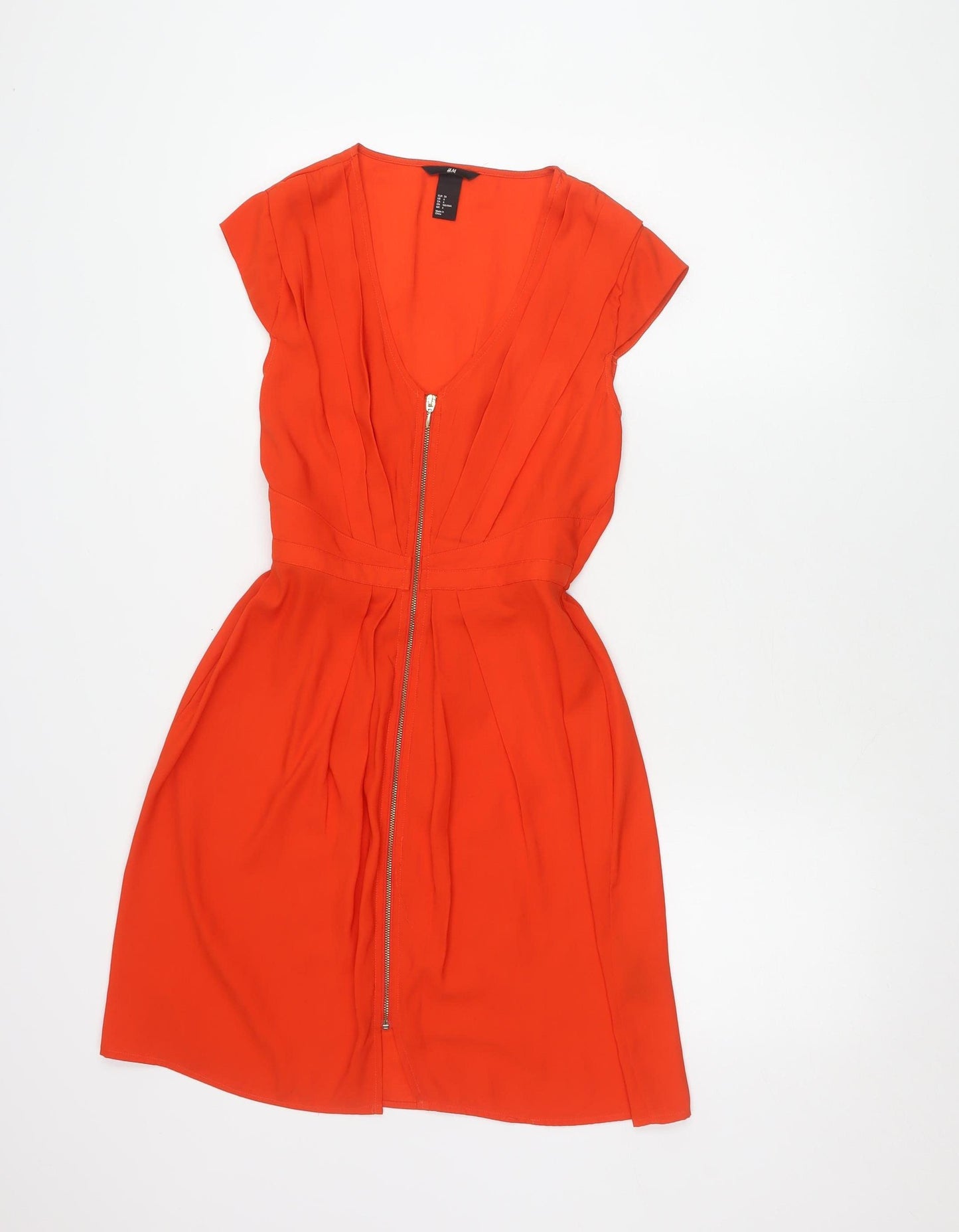H&M Women's Orange A-Line Dress, Size 8, Short