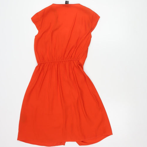 H&M Women's Orange A-Line Dress, Size 8, Short