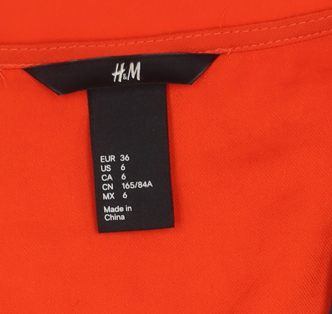 H&M Women's Orange A-Line Dress, Size 8, Short