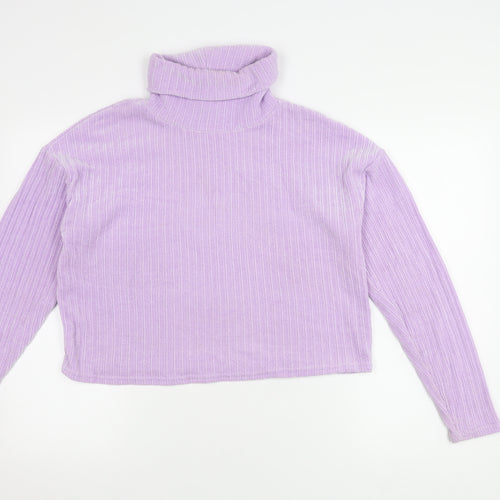 Stradivarius Women's Purple Roll Neck Jumper Size 12