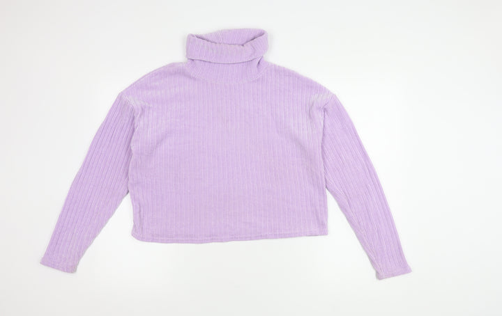 Stradivarius Women's Purple Roll Neck Jumper Size 12