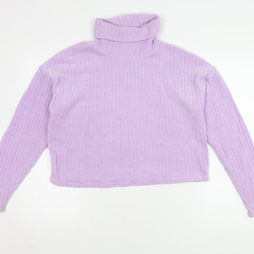 Stradivarius Women's Purple Roll Neck Jumper Size 12