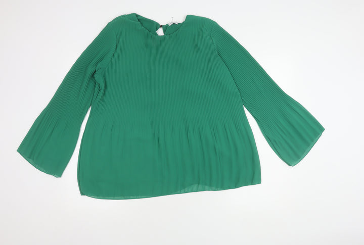 Modissima Women's Green Blouse L Flared Sleeve