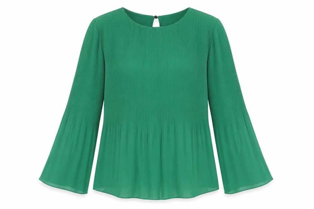 Front view of Modissima Women's Green Blouse L Flared Sleeve