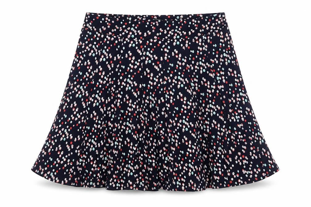 Front view of Bonmarché Women's Blue A-Line Polka Dot Skirt, size 18