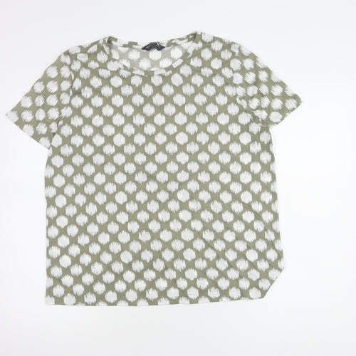 Marks and Spencer Women's Green Geometric T-Shirt Size 16