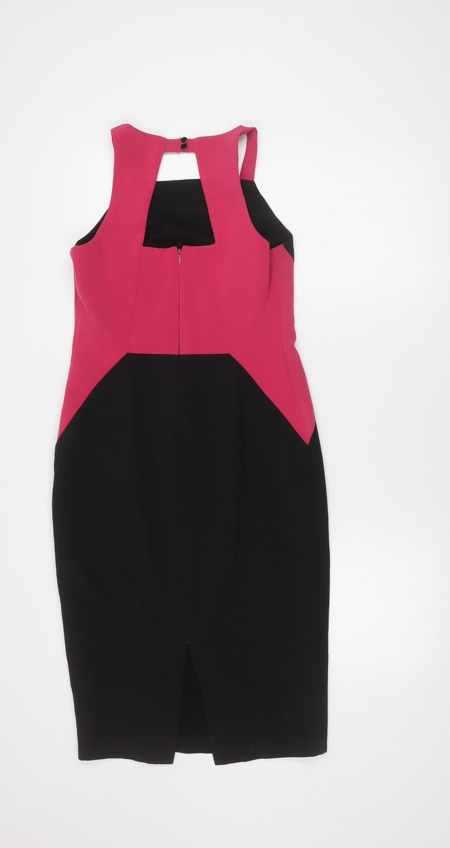 Next Women's Black Pink Colourblock Bodycon Dress