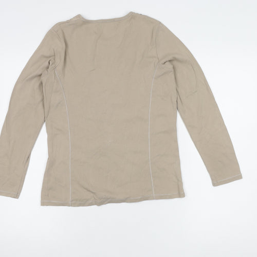 Kalisson Women's Beige Long Sleeve V-Neck Top M