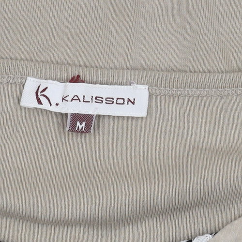 Kalisson Women's Beige Long Sleeve V-Neck Top M