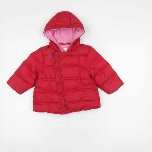 Next Red Unisex Puffer Jacket, 12-18 Months, Hooded, Lined