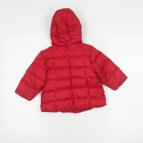 Next Red Unisex Puffer Jacket, 12-18 Months, Hooded, Lined