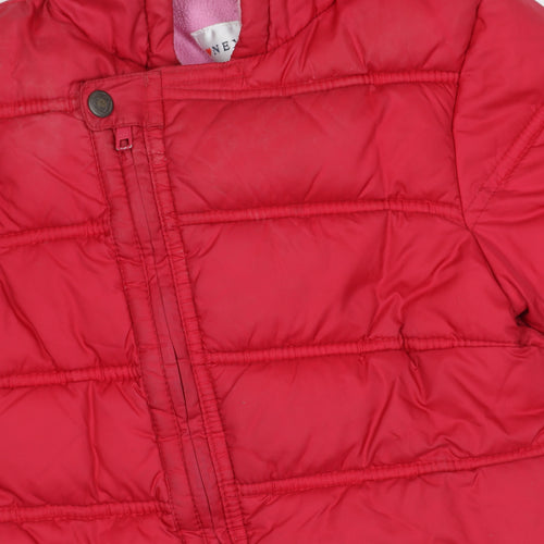 Next Red Unisex Puffer Jacket, 12-18 Months, Hooded, Lined