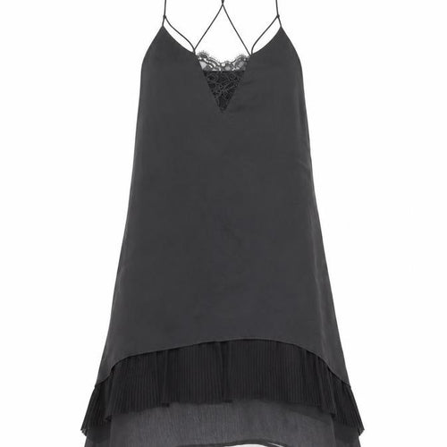 H&M Women's Black Slip Dress, Size 8, Elegant Lace Finish